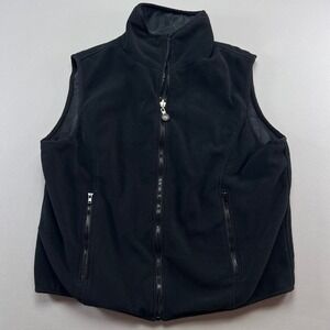 Fuda Sport Reversible Vest Women Large Black Fleece Insulated Mock Neck Full Zip